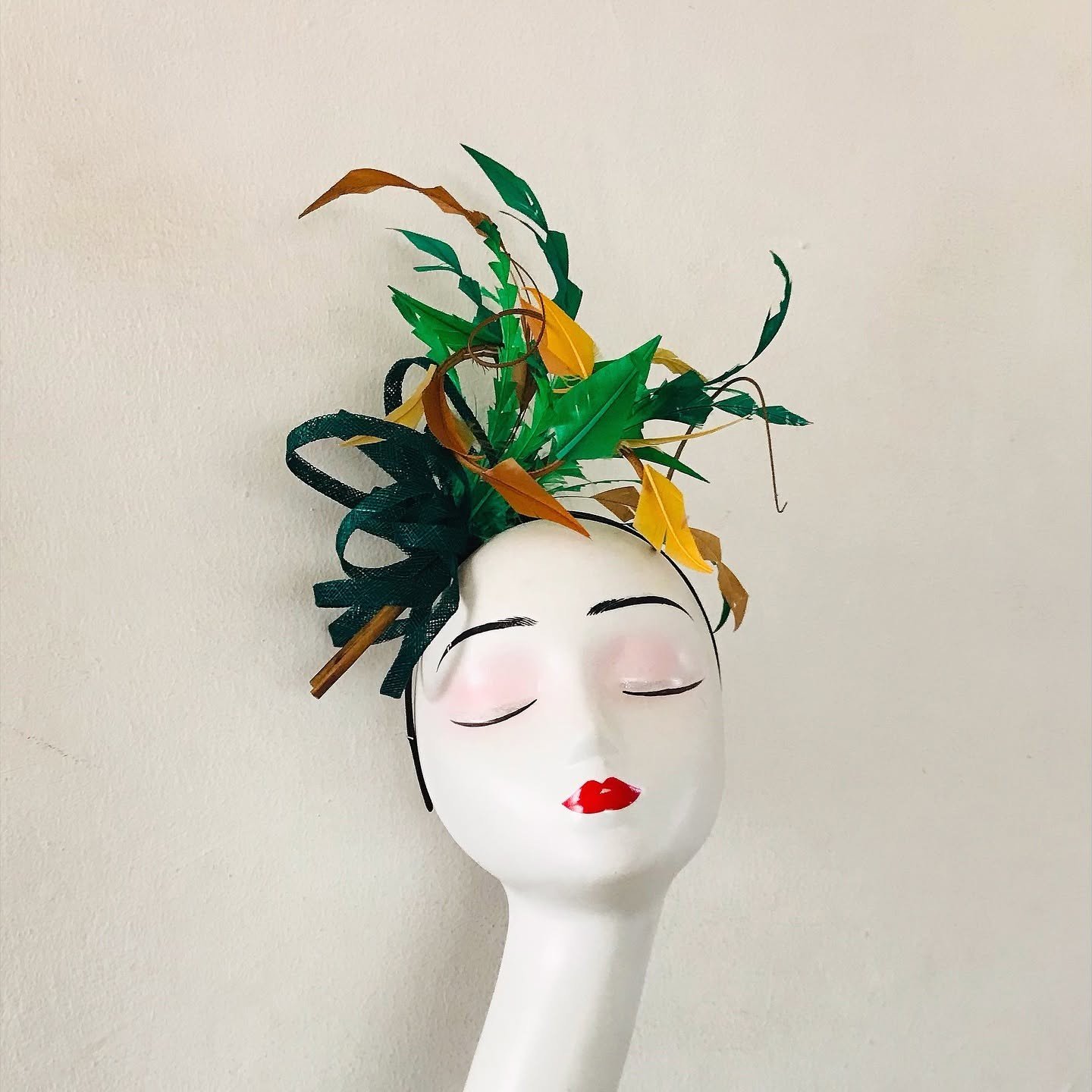 Green and gold handcrafted headpiece